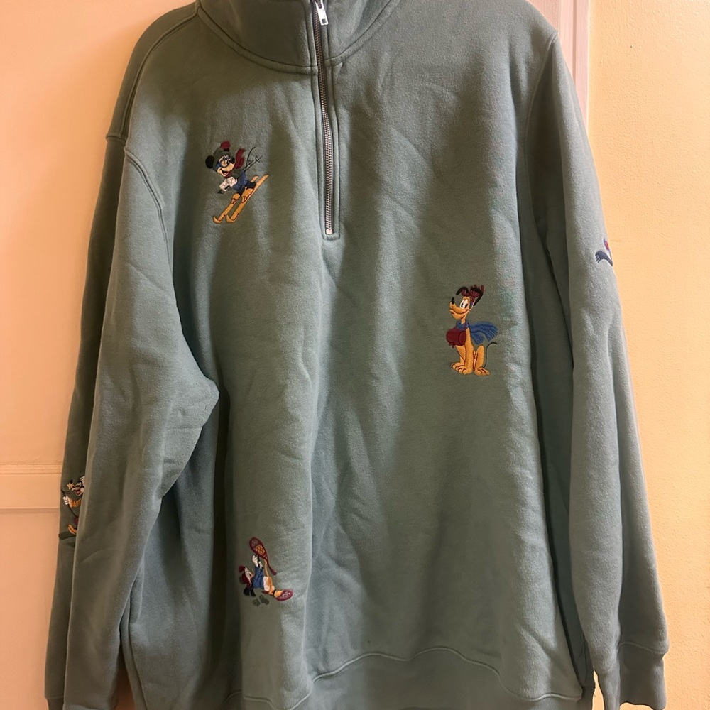 Disney Green Quarter-Zip Sweater